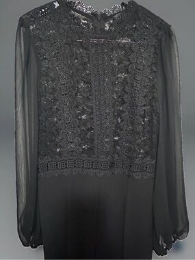 EMPRADA Black Lace Sheer Long Sleeve Wide-Leg Jumpsuit — Size XXL